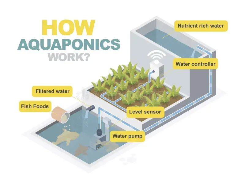 Fig. 10.12: Schematic diagram of Aquaponics